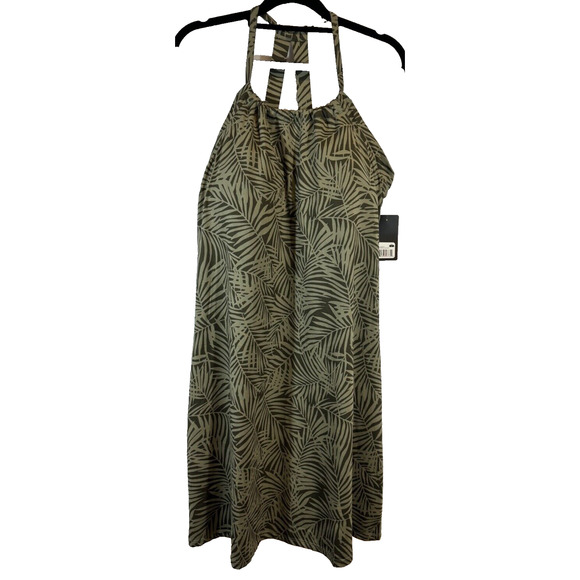 NEW Eddie Bauer Womens Green Tropical Print Athletic Dress L Built in Bra A12 - Picture 1 of 7